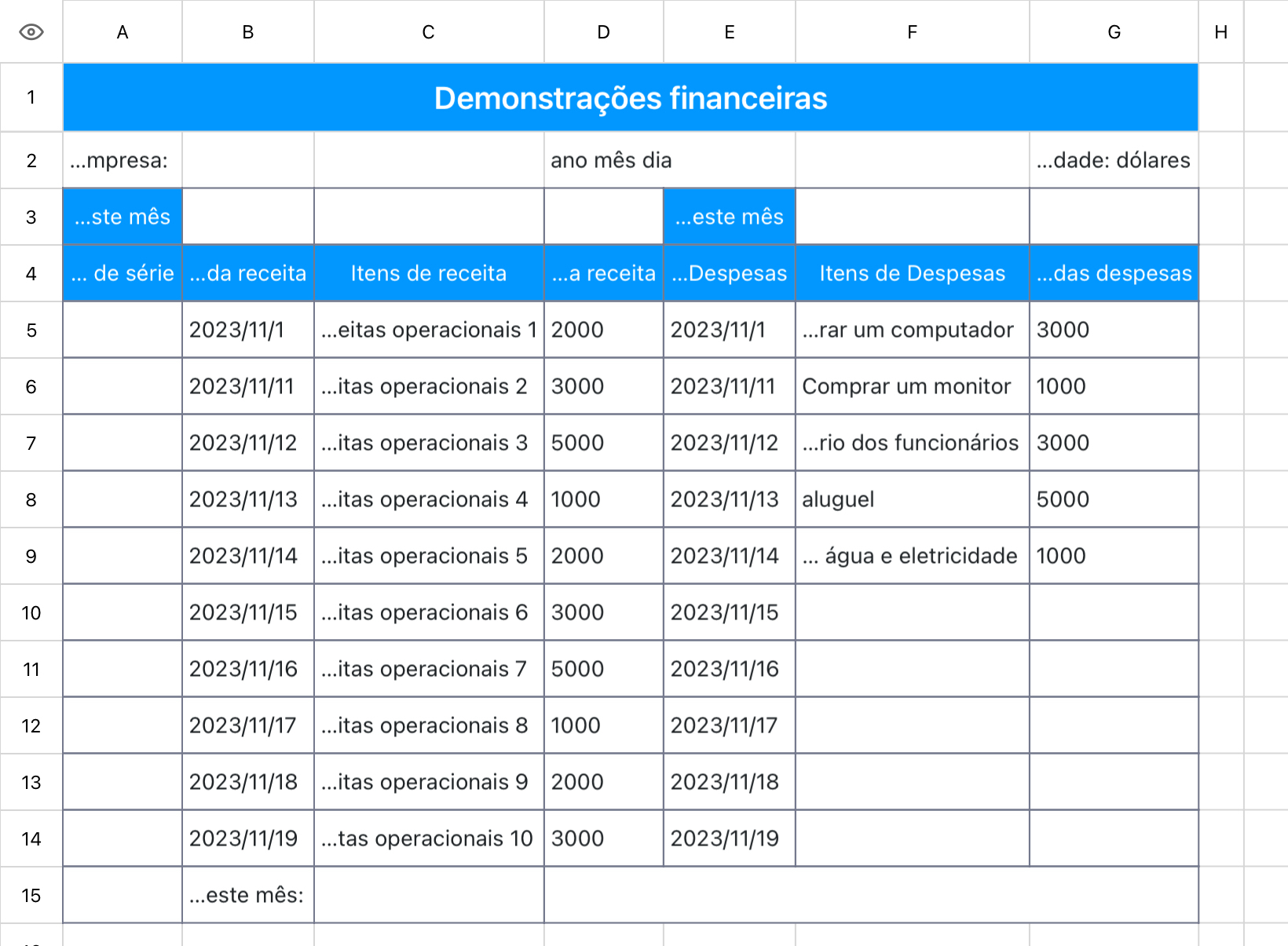 Demonstrações financeiras